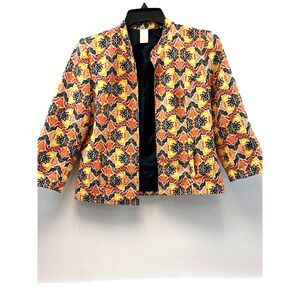 Lavender and Honey Blazer Jacket Women's Small Multicolor Orange Open Front Casu